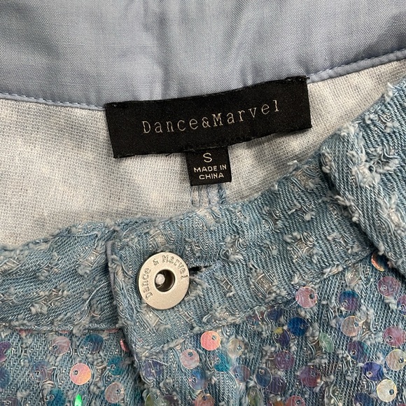 Dance&Marvel Sparkly Two Tone Metallic Sequins Jeans - Picture 5 of 6